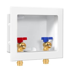 Press Washing Machine Outlet Box with Center Drain, 1/2 Inch Press x 3/4 Inch MHT, Washer Faucet Recessed Box, Laundry Washer Valve Outlet Box