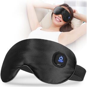 Ezona Cordless Heated Eye Mask for Dry Eyes, Silk Sleep Eye Mask for Travel, Warm Eye Compresses for Dry Eyes Stye Eye Treatment Blepharitis Sinus Migraine, Birthday Gifts for Woman/Man (Black)