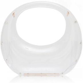 Fecialy Acrylic Evening Clutch Purse Women Metallic Moon Shape Bag Unique Top-handle Handbag for Wedding Party