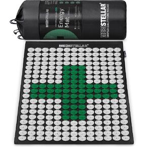 Energy Mat Premium King-Size Acupressure Massage Mat with 32mm Spikes, Pain Relief, Full-Body Relaxation, Improved Sleep, Portable Design with Carry Bag, Ideal for Back, Neck, and Shoulder Pain (Red/Black)