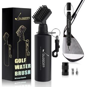8oz Golf Club Cleaner Brush 3 in 1 Groove Sharpener Portable Golf Club Brush with Water Club Re-Grooving Tool with 3 Types Tips for U & V-Grooves Golf Cleaning Kit Golf Bag Accessories for Men