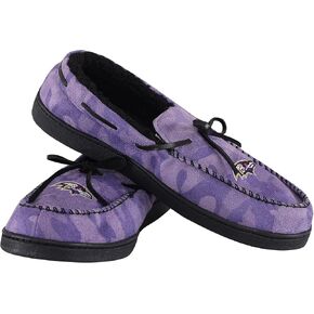 foco Men's NFL Team Logo Printed Camo Moccasin Slippers