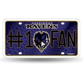 Rico Industries #1 Fan Metal License Plate Tag, Baltimore Ravens