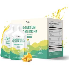 مكمل سائل سيترات المغنيسيوم 1800 مجم، مشروب المغنيسيوم/محلول فموي مع البروميلين وفيتامين والزنك والصوديوم للنوم والعضلات والقلب ودعم الهضم والإمساك، والأناناس، 30 أونصة سائلة (30 قطعة) in Kuwait