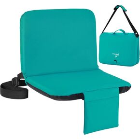 Sportneer Stadium Seat with Back Support- Portable Folding Bleacher Seats with Backs and Cushion 6 Reclining Position Paded Stadium Chair with Shoulder Strap Perfect for Sports Events