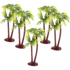5pcs Imitation Palm Tree Tropical Mini Palm Mini Tree Figurines Rainforest Diorama Supplies Fake Palm Tree Fairy Garden Tree Outdoor Toys Mini Coconut Tree Indoor Banquet Hawaii