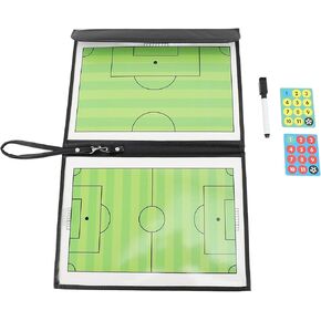Soccer Coaching Board Soccer Coaches Clipboard with Dry Erase, Leather Cardboard Tactical Magnetic Board Kit Include Portable Football Strategy Coach Board, Marker Pen, Zipper Bag