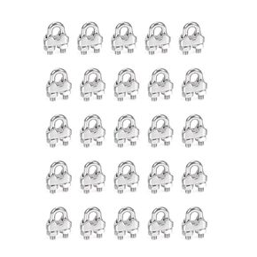 25 Pcs 1/8 Inches M3 Stainless Steel Wire Rope Clips, Cable Clamp Fasteners