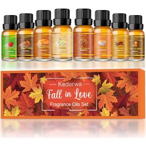 Fall Gifts for Women, 8 x 10ml Autumn Fragrance Oils for Home & Candle Making - Includes Pumpkin Pie, Cinnamon, Sugar Cookie, Harvest Spice