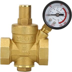 DN25 Water Pressure Regulator 1 inch Water Pressure Regulator Valve Brass Adjustable Water Pressure Reducing Regulator Reducer Gauge Meter