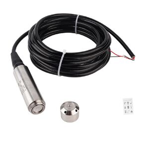 FLEXMAN YB2JF Liquid Level Transmitter, 4‑20mA 45 Degree Oblique Angle Waterproof 304 Stainless Steel Water Level Transducer, Liquid Level Sensor Detector with Detachable Anti‑Impact Probe(0-1M)