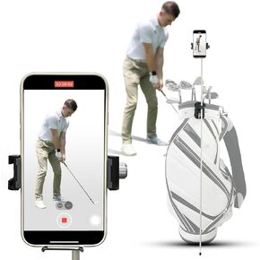 Dprofy Magnetic Golf Phone Caddy,Record Your Golf Swing with Bluetooth Wireless Selfie Remote,Get Swing Feedback for Golf Training Aid and Correct Your Swing Posture,Golf Gifts for Men/Women
