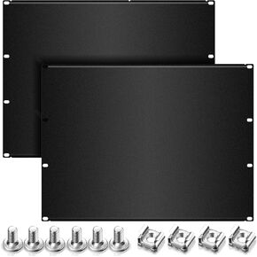 Leinuosen 4 Pcs 4U Blank Panel Black Metal Rack Panel Rack Mount Filler Panel for 19 Inch Server Rack Enclosure or Network Cabinet