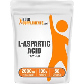 BulkSupplements.com L-Aspartic Acid Powder - Aspartic Acid Supplement, Amino Acids Supplement for Energy Support - Gluten Free, 2000mg per Serving, 500g (1.1 lbs) (Pack of 1)
