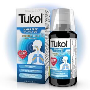 TUKOL Sugar-Free Adult Cough & Cold Relief Syrup - Non-Drowsy, Fast-Acting Cough Suppressant, High Blood Pressure Safe & Diabetics, Mucus, Phlegm Relief, Dextromethorphan, 4 Fl Oz