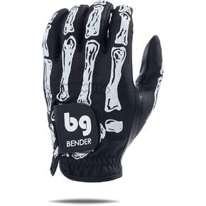 BG Bender Golf Glove | Wear On Left | (Black Bones, Mens XXL)