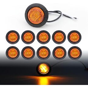 TMH 1-1/4 بوصة مستديرة 6 LED رصاصة بيضاء ضوء مؤشر جانبي أضواء LED علامة مقطورة أضواء سطح جبل لشاحنة ماك حافلة RV تفريغ بيك اب 12 فولت تيار مستمر (10 قطع)