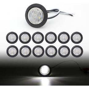 TMH 1-1/4 Inch Round 6 LED Bullet White Light Side Marker Indicator Lights LED Marker Trailer Lights Surface Mount for Truck Mack Bus RV Dump Pickup 12V DC (10 Pcs) in Kuwait