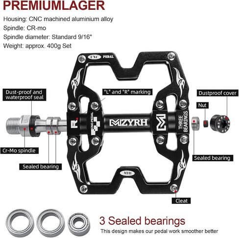 Mountain Bike Pedals,3 Bearings Bicycle Pedals,Aluminum 9/16" MTB Pedals Bicycle Flat Pedals for Road Mountain BMX MTB Bike in Saudi Arabia