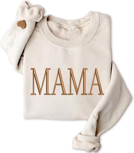 NAZENTI Mama Embroidered Crewneck Sweatshirt Mama with Heart on Long Sleeve Fashion Pullover Size S-4XL in Saudi Arabia