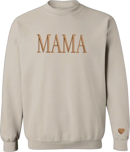 NAZENTI Mama Embroidered Crewneck Sweatshirt Mama with Heart on Long Sleeve Fashion Pullover Size S-4XL in Saudi Arabia