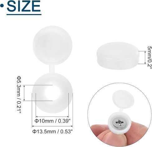 uxcell 50Pcs Screw Caps, 5.3mm/0.21" ID Screw Snap Covers Washer Flip, PVC Hinged Screw Cover Caps for Covering Screw Heads(White) in Saudi Arabia