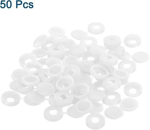 uxcell 50Pcs Screw Caps, 5.3mm/0.21" ID Screw Snap Covers Washer Flip, PVC Hinged Screw Cover Caps for Covering Screw Heads(White) in Saudi Arabia