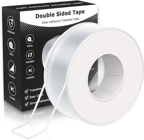 Double Sided Tape-Heavy Duty Mounting Tape 1.18in x 9.85ft Nano Double Sided Mounting Tape Transparent Poster Tape Double Sided Tape for Walls Office Outdoor Carpet Home in Kuwait