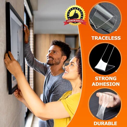 Double Sided Tape-Heavy Duty Mounting Tape 1.18in x 9.85ft Nano Double Sided Mounting Tape Transparent Poster Tape Double Sided Tape for Walls Office Outdoor Carpet Home in Kuwait