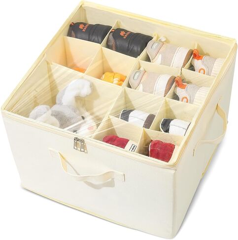 JISONCASE Shoe Organizer for Closet,Shoe Box Storage Containers with Clear Cover,Adjustable Dividers for Shoe Storage,Space Saving Shoe Bin with Foldable Bottom Support (Gray) in Saudi Arabia