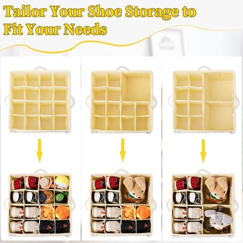 JISONCASE Shoe Organizer for Closet,Shoe Box Storage Containers with Clear Cover,Adjustable Dividers for Shoe Storage,Space Saving Shoe Bin with Foldable Bottom Support (Gray) in Saudi Arabia