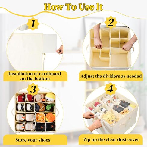 JISONCASE Shoe Organizer for Closet,Shoe Box Storage Containers with Clear Cover,Adjustable Dividers for Shoe Storage,Space Saving Shoe Bin with Foldable Bottom Support (Gray) in Saudi Arabia