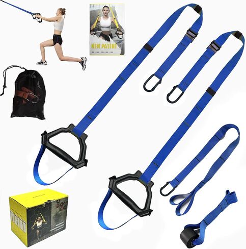 Bodyweight Resistance Training Straps, Complete Home Gym Fitness Trainer kit for Full-Body Workout, Included Door Anchor, Extension Strap, Fitness Guide in Saudi Arabia