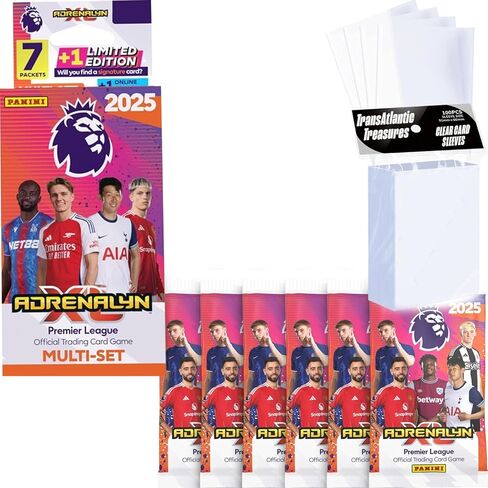 Panini Adrenalyn XL Premier League Soccer Trading Cards 2024-2025 Multiset Plus 6 Extra Packs & 100 Card Protector Sleeves in Kuwait