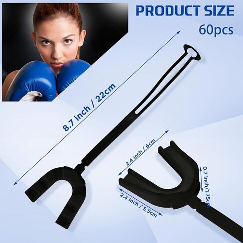 Dunzy 60 Pcs Black Strapped Mouth Guard Sports Mouthguard with Strap Soft Mouth Protector for Youth Adult Boxing Basketball Hockey Rugby Lacrosse Wrestling Taekwondo Jujitsu in Kuwait