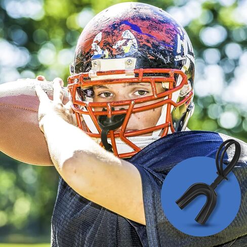 Dunzy 60 Pcs Black Strapped Mouth Guard Sports Mouthguard with Strap Soft Mouth Protector for Youth Adult Boxing Basketball Hockey Rugby Lacrosse Wrestling Taekwondo Jujitsu in Kuwait