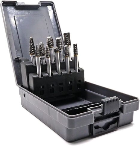 مجموعة شفرات كربيد، 10 قطع 1/4 بوصة لقم مطحنة شانك من كربيد التنجستن، أداة ملف دوارة لقطع نتوءات الخشب وملحقات نحت الخشب لنقش طحن المعادن والبلاط in Kuwait