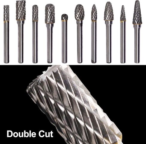 مجموعة شفرات كربيد، 10 قطع 1/4 بوصة لقم مطحنة شانك من كربيد التنجستن، أداة ملف دوارة لقطع نتوءات الخشب وملحقات نحت الخشب لنقش طحن المعادن والبلاط in Kuwait