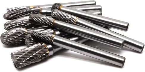 مجموعة شفرات كربيد، 10 قطع 1/4 بوصة لقم مطحنة شانك من كربيد التنجستن، أداة ملف دوارة لقطع نتوءات الخشب وملحقات نحت الخشب لنقش طحن المعادن والبلاط in Kuwait