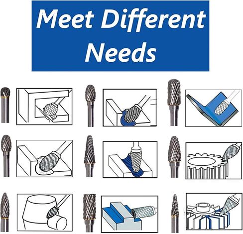 مجموعة شفرات كربيد، 10 قطع 1/4 بوصة لقم مطحنة شانك من كربيد التنجستن، أداة ملف دوارة لقطع نتوءات الخشب وملحقات نحت الخشب لنقش طحن المعادن والبلاط in Kuwait