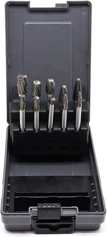 مجموعة شفرات كربيد، 10 قطع 1/4 بوصة لقم مطحنة شانك من كربيد التنجستن، أداة ملف دوارة لقطع نتوءات الخشب وملحقات نحت الخشب لنقش طحن المعادن والبلاط in Kuwait