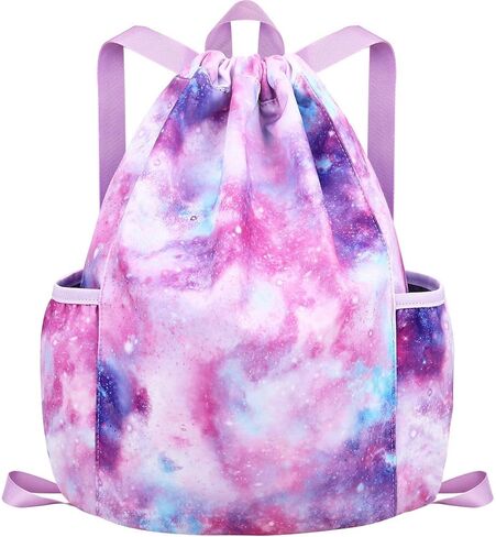 حقيبة ظهر برباط للاطفال - حقائب يونيكورن للبنات صغيرة لصالة الالعاب الرياضية والرقص والشاطئ والسباحة والسفر مع حاملين لزجاجة المياه, تاي داي in Kuwait