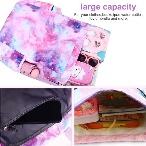 حقيبة ظهر برباط للاطفال - حقائب يونيكورن للبنات صغيرة لصالة الالعاب الرياضية والرقص والشاطئ والسباحة والسفر مع حاملين لزجاجة المياه, تاي داي in Kuwait