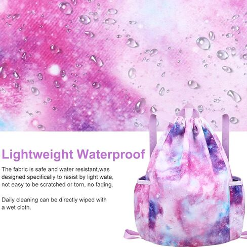 حقيبة ظهر برباط للاطفال - حقائب يونيكورن للبنات صغيرة لصالة الالعاب الرياضية والرقص والشاطئ والسباحة والسفر مع حاملين لزجاجة المياه, تاي داي in Kuwait