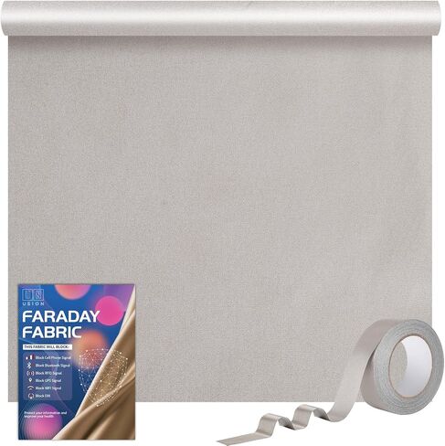 قماش فاراداي - حقائب فاراداي DIY من قماش فاراداي من الدرجة العسكرية درع حماية EMF/EMP، قماش فاراداي 43 بوصة × 118 بوصة + حاجز إشارة شريط فاراداي 1 بوصة × 79 بوصة للهاتف الخلوي/واي فاي/نظام تحديد المواقع العالمي/RFID/بلوتوث in Saudi Arabia