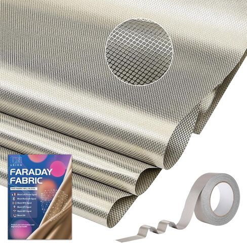 قماش فاراداي - حقائب فاراداي DIY من قماش فاراداي من الدرجة العسكرية درع حماية EMF/EMP، قماش فاراداي 43 بوصة × 118 بوصة + حاجز إشارة شريط فاراداي 1 بوصة × 79 بوصة للهاتف الخلوي/واي فاي/نظام تحديد المواقع العالمي/RFID/بلوتوث in Saudi Arabia