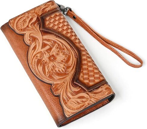 محفظة نسائية طويلة ذات سعة كبيرة من الجلد الطبيعي وحامل بطاقات محفظة نسائية (أسود) in Kuwait