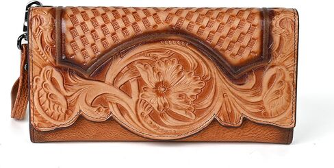 محفظة نسائية طويلة ذات سعة كبيرة من الجلد الطبيعي وحامل بطاقات محفظة نسائية (أسود) in Kuwait