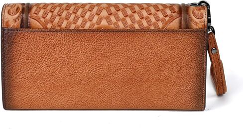 محفظة نسائية طويلة ذات سعة كبيرة من الجلد الطبيعي وحامل بطاقات محفظة نسائية (أسود) in Kuwait