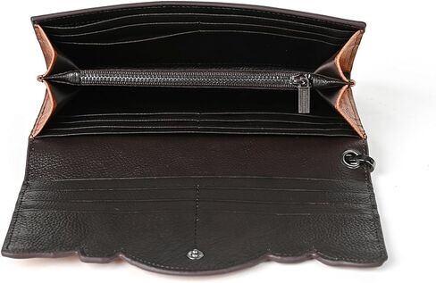 محفظة نسائية طويلة ذات سعة كبيرة من الجلد الطبيعي وحامل بطاقات محفظة نسائية (أسود) in Kuwait